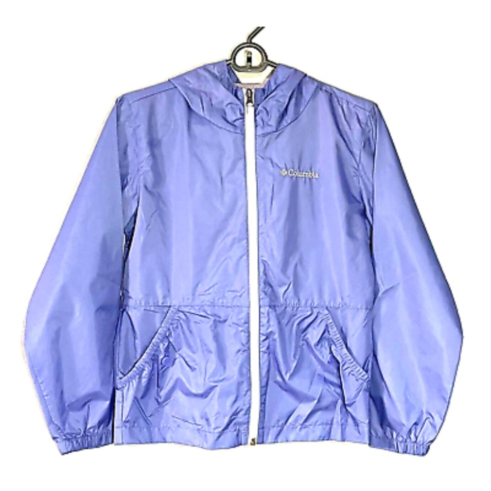 Columbia Girls Windbreaker Hooded Lavender Purple Jacket Size small 7/8